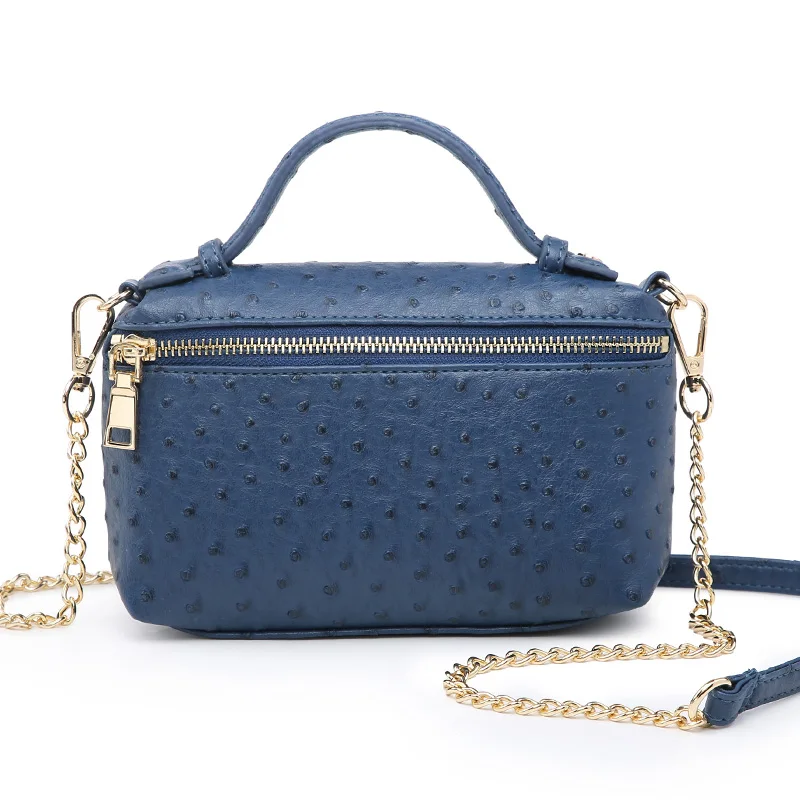 Ostrich Blue Saudi Arabia женская модная сумка из тисненой кожи питона, сумка на плечо из коровьей кожи, дизайнерская сумочка, сумочка, модная сумка - Цвет: Ostrich Blue