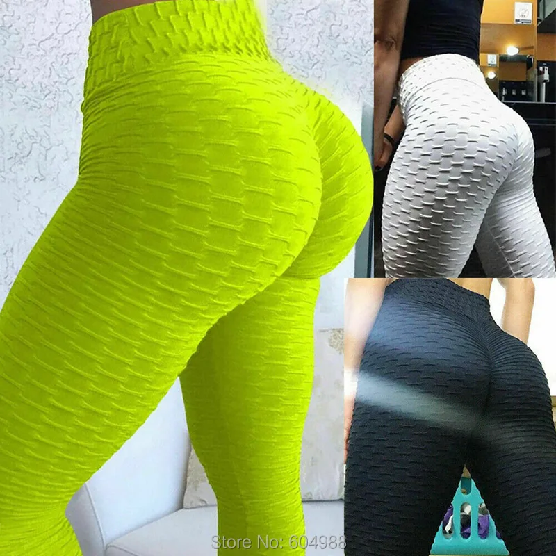 Women Ruched Push Up Leggings Yoga Pants Anti-Cellulite Compression Trousers A8 