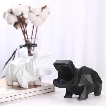

Hippopotamus Geometric Piggy Bank Statues Animals Money Banks Figurine Resin Art&Craft Kids Gift Toy Home Decoration