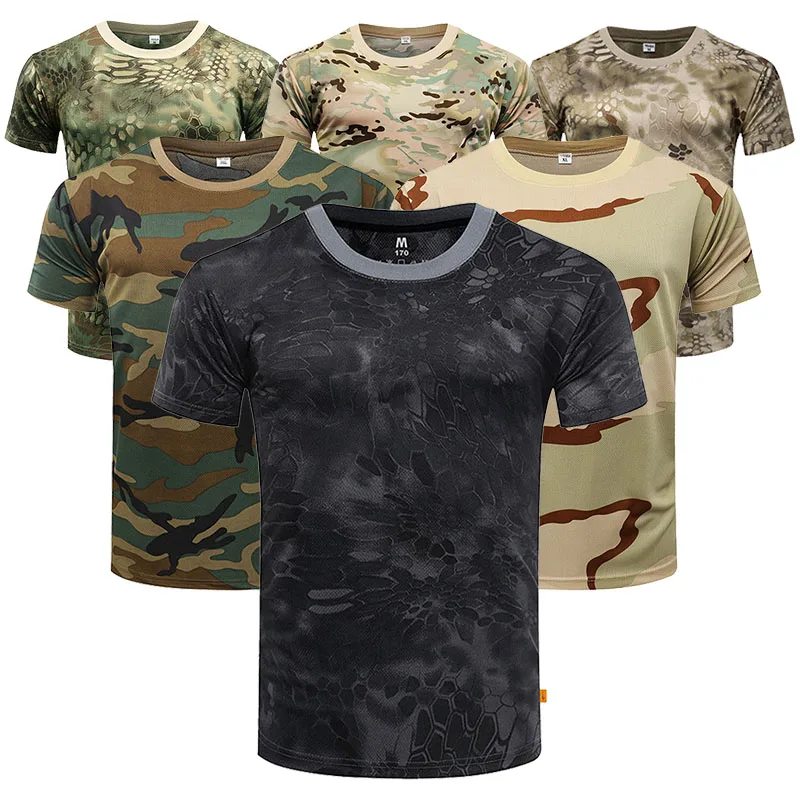 Shirt Python Compression Dryfit Military Outdoor Camouflage Print New Gym Men for Camping