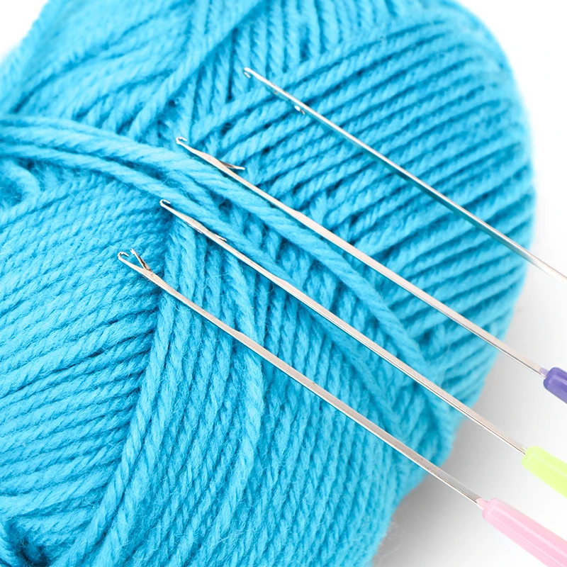 4 шт./лот иглы для вязания крючком с пластиковой ручкой плетения волос вышивки