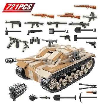 

Military German Tank World Building Blocks Fit Assault III Tank Gun Bricks WW2 Army Police Soldier Children Toy Gift