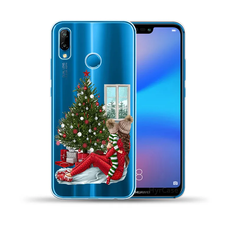 phone case for huawei Cartoon Cute Elk Merry Christmas Santa Claus Deer Soft TPU Silicone Phone Case Cover For Huawei P30 P10 P20 P40 Lite E Pro Huawei dustproof case Cases For Huawei