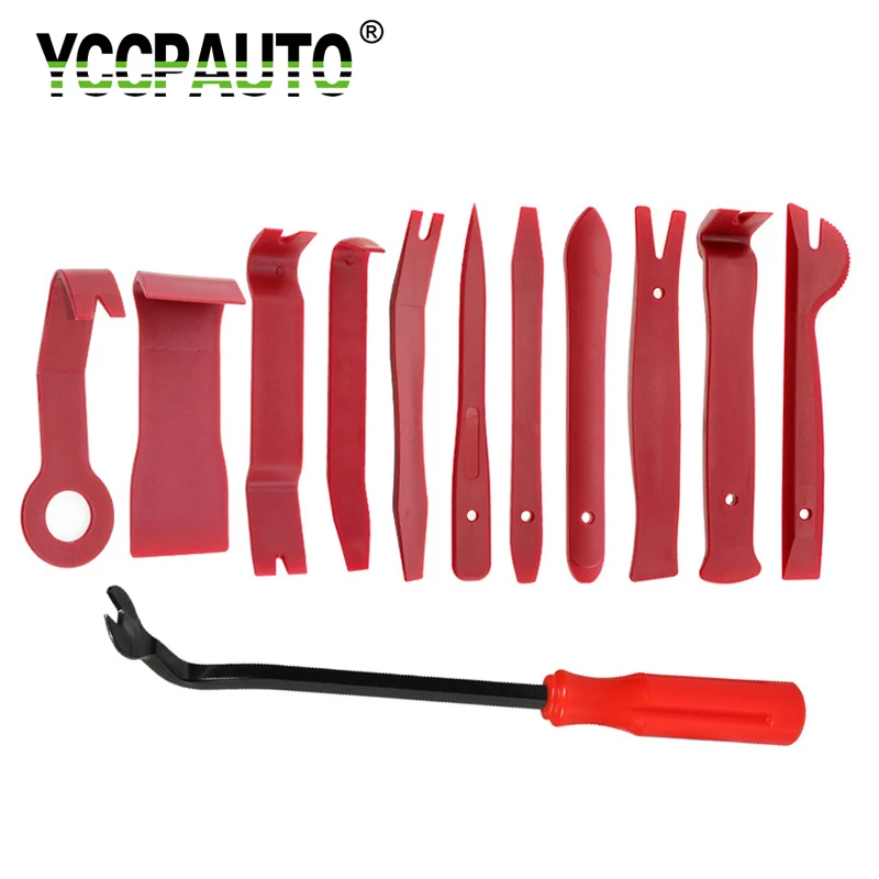 YCCPAUTO Auto Motorcycle Repair Removal Tools Car Radio Door Dash Panel Trim Disassembl Tool Kits Pry Bar Nail Puller 12Pcs/set |