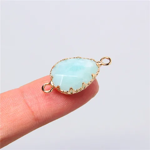 2 Hole Natural Crystal Gem Stone Connector Pendant Charm For Diy Necklace Earring Bracelet Jewelry Making 5pcs 26-13mm