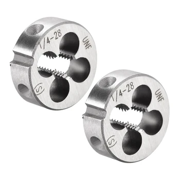 

uxcell 2 Pcs 1/4"-28 UNF Right Hand Round Die HSS (High Speed Steel)