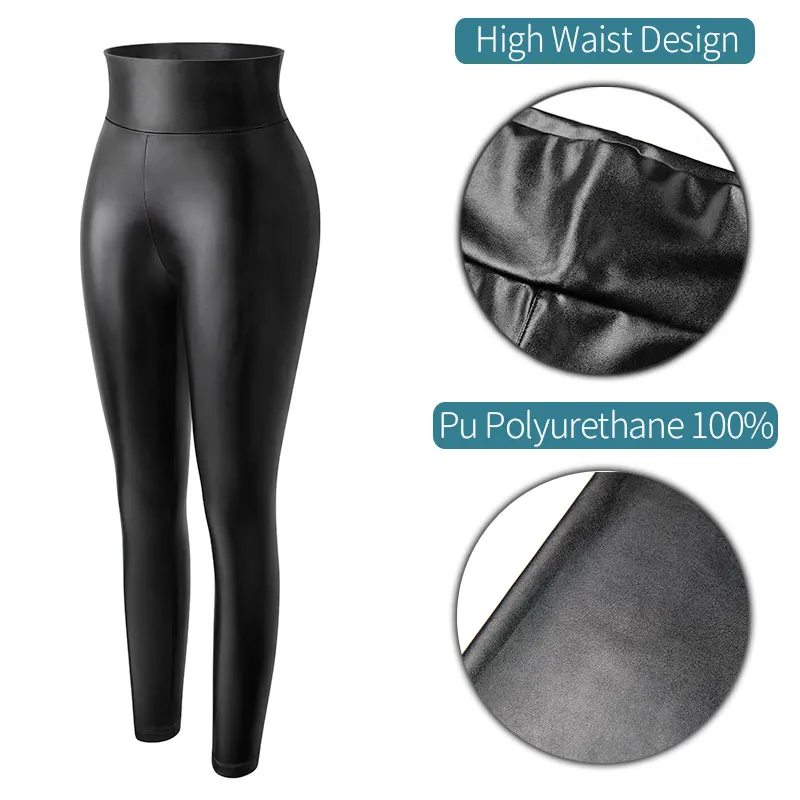 Women Faux Leather Leggings Waterproof 