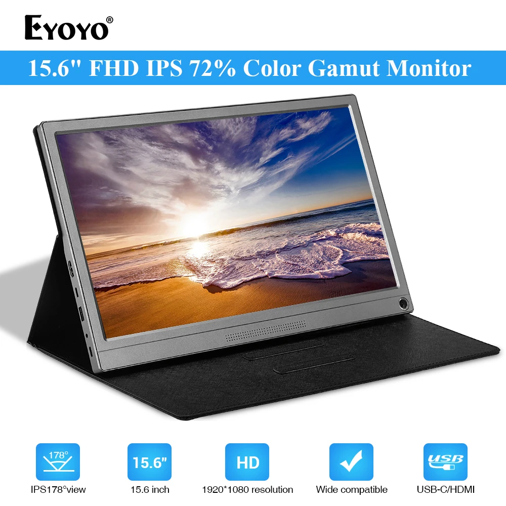 

Eyoyo EM15U Portable gaming Monitor 15.6 USB Type C Hdmi ips 1080p FHD display for PS4/3 Laptop Phone Xbox Switch Pc with Case