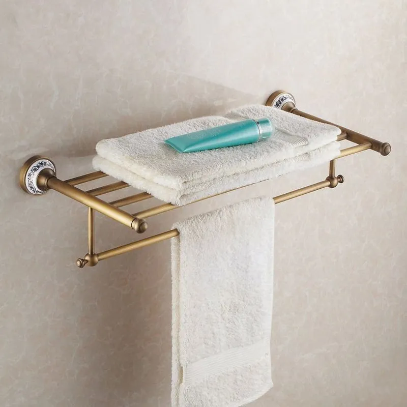 Набор аксессуаров для ванной комнаты из античной латунной керамической основы, крючок для халата, держатель для бумаги, держатель для полотенец, мыльница, набор аксессуаров для ванной комнаты Kxz007 - Цвет: Towel Racks