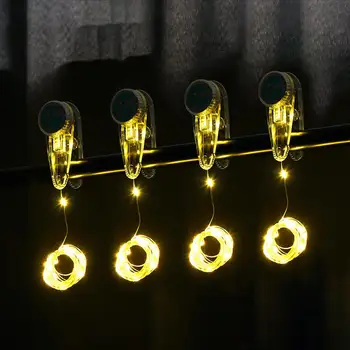 

New LED clip light string Battery Powered Christmas Decoration Party Wedding 20LED 2M with 2 button CR2032 battery Easy decor