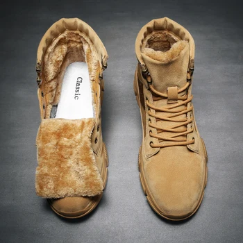 

Waterproof Winter Men Boots with Fur Warm Snow Boots Men Winter Work Casual Shoes Sneakers High Top Rubber Ankle Boots %8028