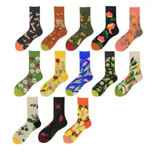 Женские носки, забавные, милые, модные, счастливые, цветные, Botany, листья лотоса, Цветочная бабочка, Mantis, хлопковые женские носки в стиле Харадзюку, хип-хоп