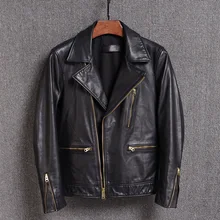 Куртка из натуральной кожи, мужская куртка из натуральной овчины, весенне-осенняя мужская облегающая мотоциклетная куртка, Chaqueta Cuero Hombre WT183064 YY455