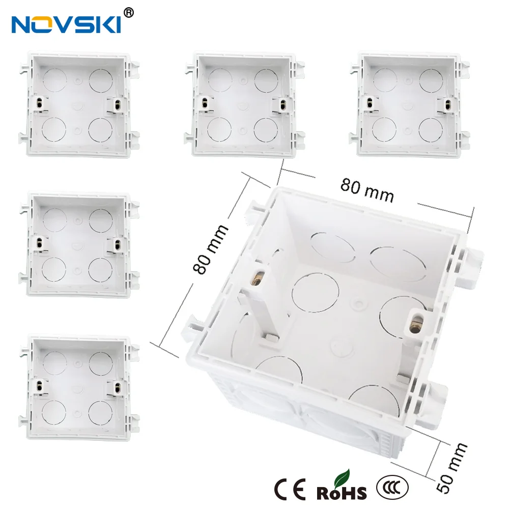 

6 pcs / lot preminum electrical wall socket mounting darkbox for switch back junction cassette 86 type UL94 V-0