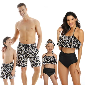 

2020 Family Matching Bikinis Swimwear Women Swimsuit Mother Daughter Kid Son Girl Bathing Swim Suit Mayo Tankini Maillot De Bain