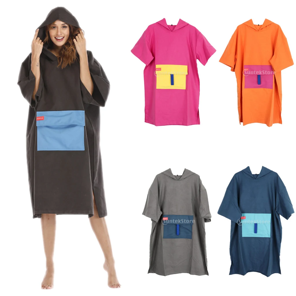 

Surf Poncho Changing Robe with Hood and Pocket Microfiber Changing Towel Multiple Colors Surf Changing Robe