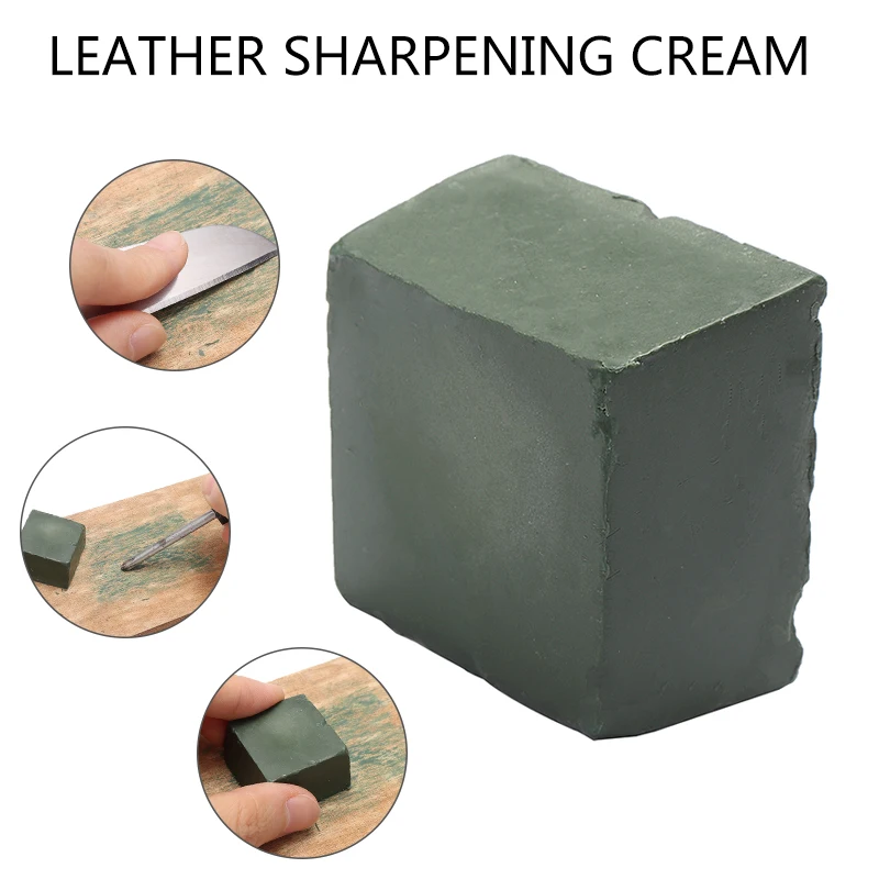 Strop Sharpening Abrasive Polishing Compounds Wax Leathercraft Green Leather 