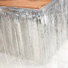 Прямоугольная пластиковая металлическая бахрома из фольги, стол, юбка, баннер, мишура, блестящая кисточка, покрытие для стола на Рождество, Хэллоуин, вечерние, Декор
