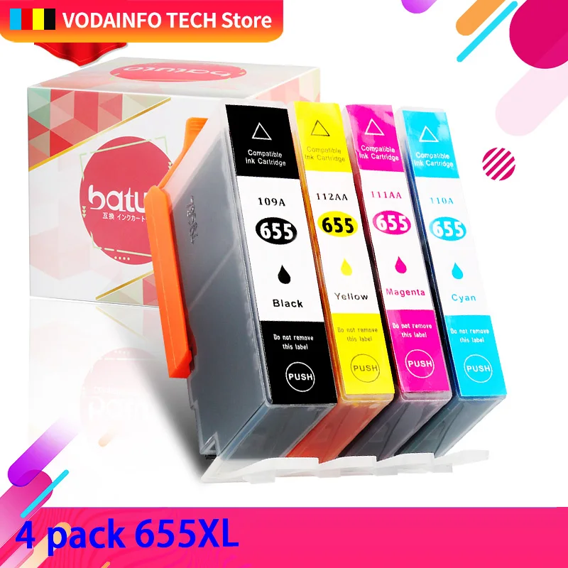 

QSYRAINBOW 4X Compatible Ink Cartridge for HP 655 HP655 for deskjet 3525 5525 4615 4625 4525 6520 6525 6625 Printer
