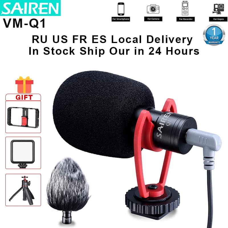 SAIREN VM Q1 3 5 мм дробовик видео микрофон Запись для DSLR камеры Gimbal смартфона Osmo Pocket