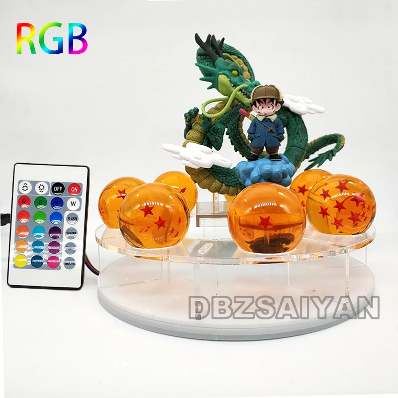 15 см Dragon Ball Shenron figulas прикроватная лампа Dragon Ball Z рисунок ночной Светильник Shenlong+ 7 шт 3,5 см шарики+ акриловая полка DBZ - Цвет: rgb lamp yellowball6
