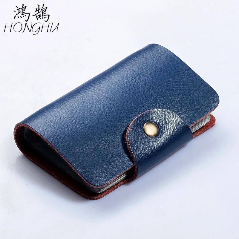 

Hot Sales Entirely Handmade Genuine Leather Card Bag 26 Leather Business Card Clip Bank Card Holder Gift