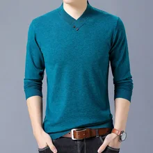 YUSHU шерстяной мужской свитер Пуловеры с длинными рукавами Повседневные С v-образным вырезом однотонные облегающие вязаные свитера мужские Pull Homme 6 цветов