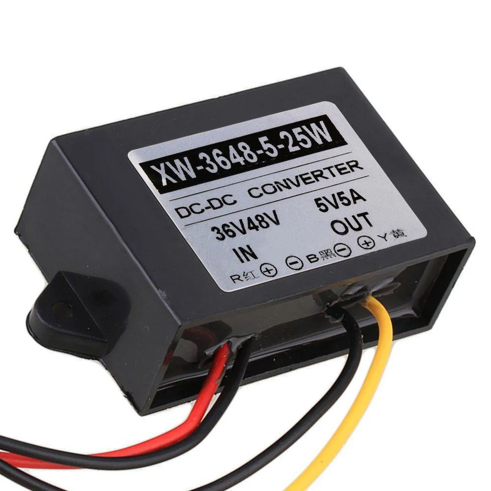 

LED Car Power Converter Regulator Step-Down Adapter DC 36V 48V To DC 5V 5A 25W
