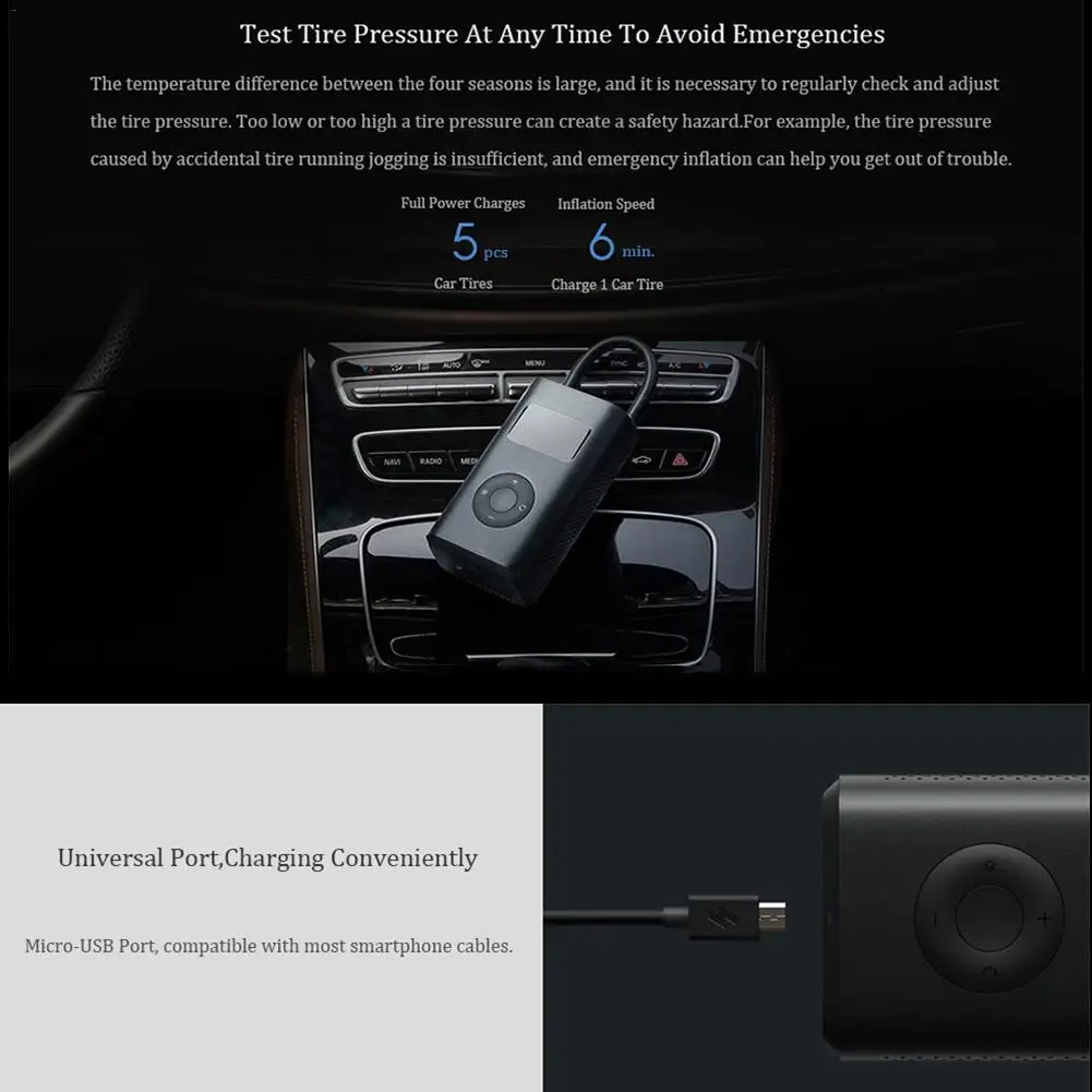 Tpms Portable Smart Digital Tire Pressure Detection Electric Inflator Pump For Xiaomi Mijia Bike Motorcycle Car Football