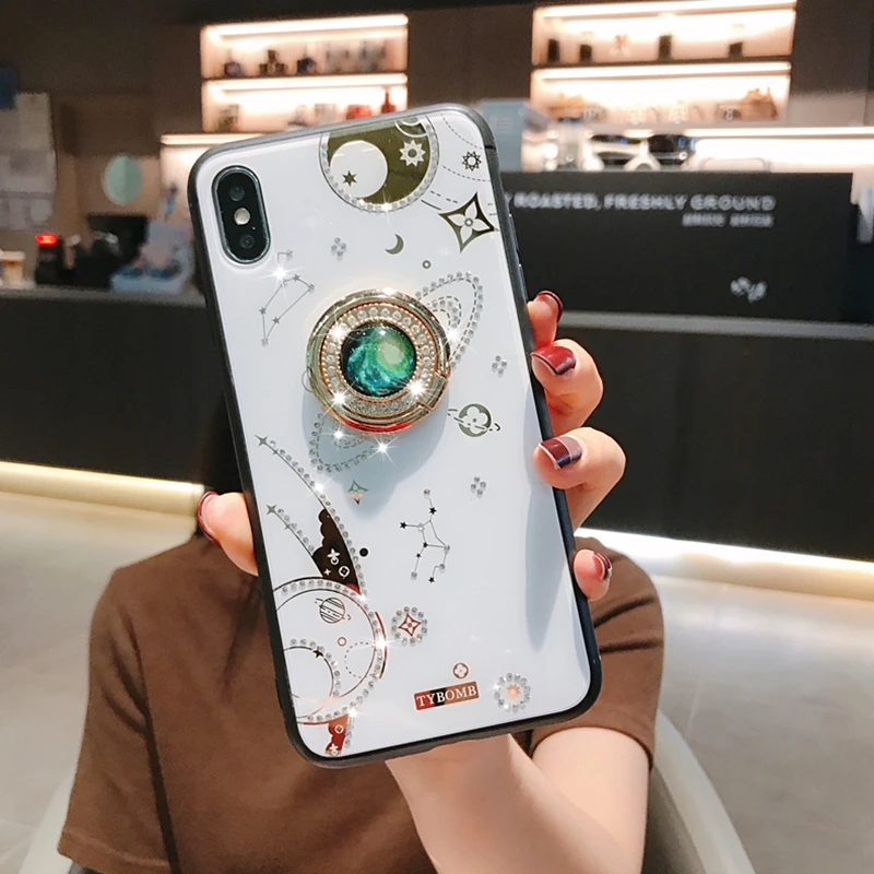 Блестящий чехол для телефона с рисунком планеты iphone 11Pro SE XR XS MAX 6 7 8 Plus зеркальный