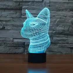 2019 международная торговля новый стиль боковая сторона кошка 3D лампа красочный сенсорный контроль светодиодный визуальный светильник