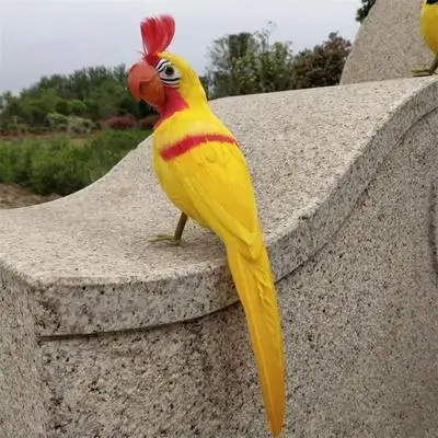 

yellow feathers parrot turn head bird about 35cm cockatoo hard model Photography prop,home garden decoration toy gift s1578