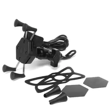 

Phone Holder Universal Motorcycle Motorbike Mobile Phone Holder Mount X Grip Clamp USB Charge adjustable 360 degrees rotatable