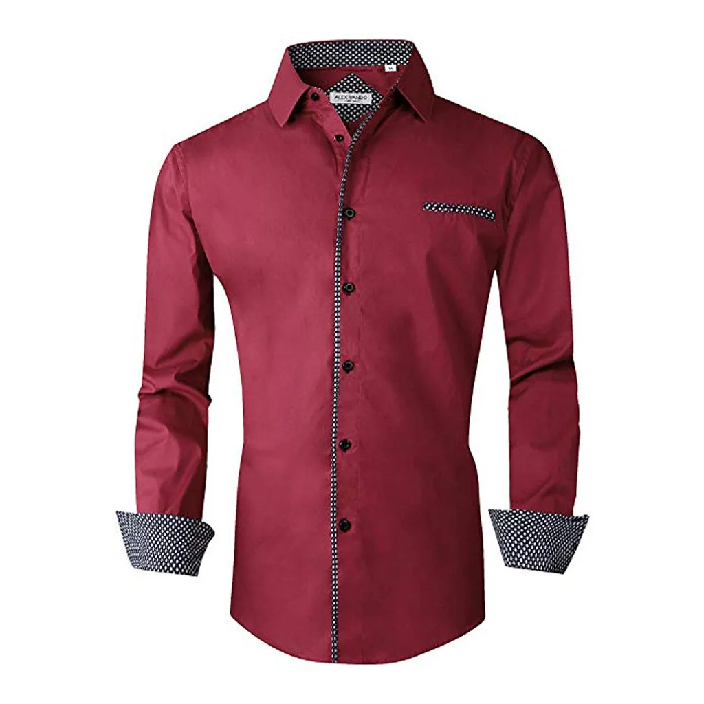Мужская рубашка с длинным рукавом, одноцветная, на пуговицах, мужская рубашка, chemise homme, осень, d90910