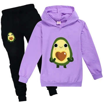

Fashion Kawaii Avocado Print Girls Boys Sweater+black Pants Casual Long Sleeve Winter Clothes Kids Baby Halloween Outfits