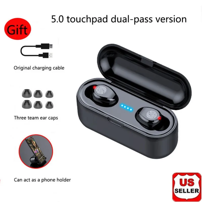 Wireless Earphone Bluetooth V5 0 F9 TWS Wireless Bluetooth Headphone LED Display 2000mAh Charging Box Headsets With Microphone