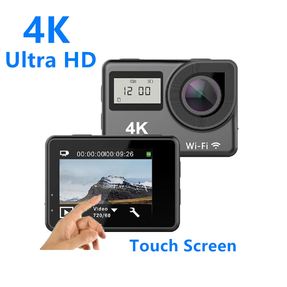 Cámara de Acción 4K con pantalla táctil Ultra HD, 4K, 1080P, 170D, Wifi, Control remoto, Go impermeable, Pro, para ciclismo, buceo, deporte