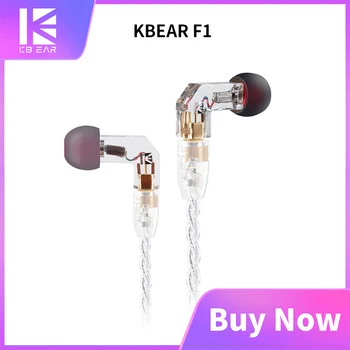 

KBEAR F1 Balanced Armature In Ear Earphone HiFi game monitor Headset with 3.5mm MMCX Earbud Gold Plated