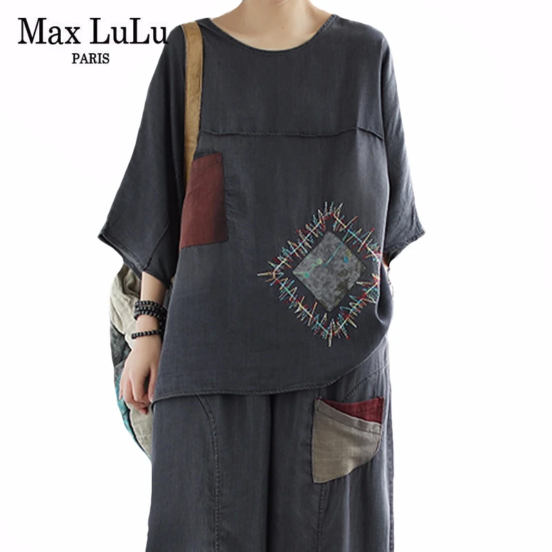 Max LuLu 2020 New Chinese Fashion Summer Ladies Vintage Two Pieces Sets Womens Casual Loose Suits Denim Tops And Pants Plus Size Max LuLu 2020 New Chinese Fashion Summer Ladies Vintage Two Pieces Sets Womens Casual Loose Suits Denim Tops And Pants Plus Size