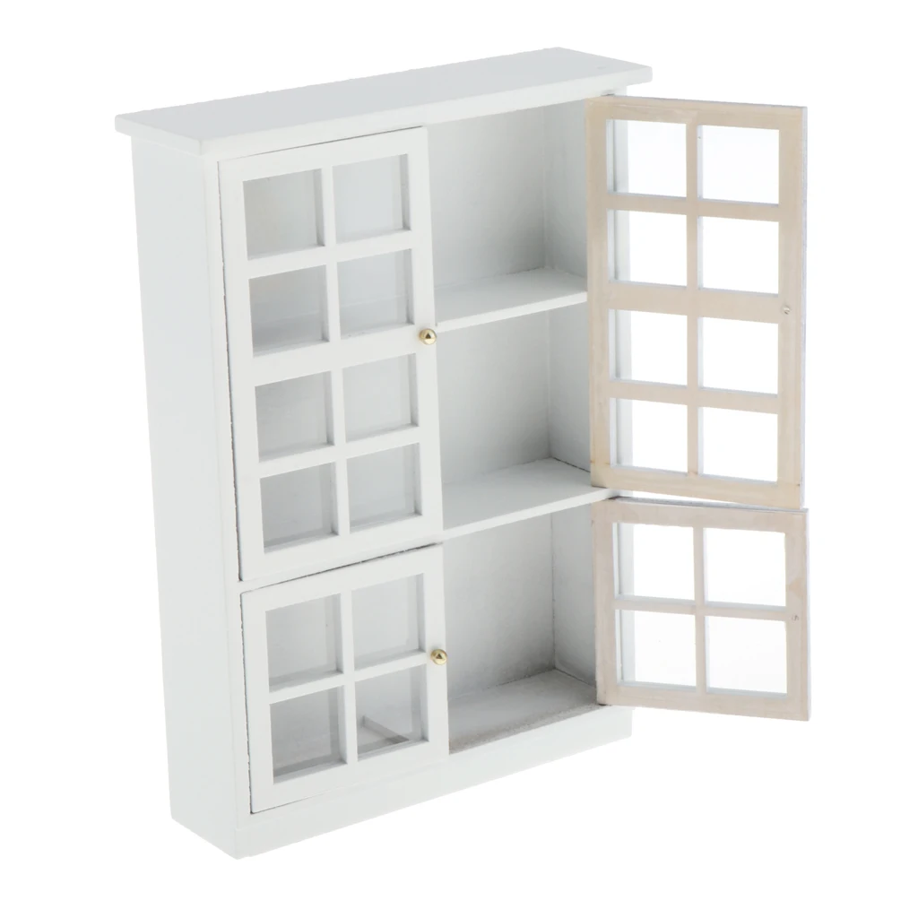 12th Dollhouse Miniatures Furniture Wooden White Bookcase Sideboard Ornaments