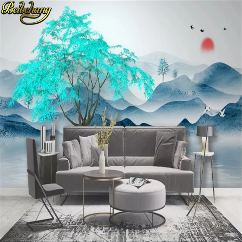

beibehang custom Blue maple tree abstract photo mural wallpapers for living room decoration landscape TV background wallpaper 3D