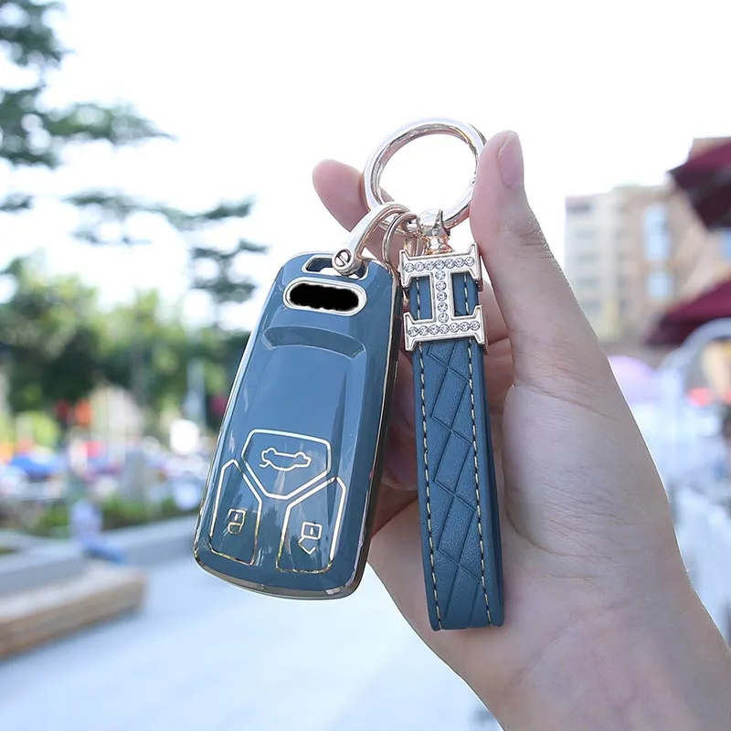 Cover chiate/telecomando per Audi TT A3 A4L Q5L Q7 A5 A6L portachiavi Shell Bags Protector portachiavi accessori Auto - H6722d4ad503444b6990fd3e8f5d62413O