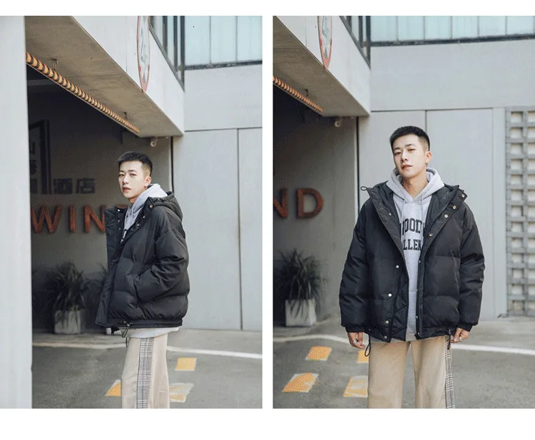 Зимний пуховик, Мужская теплая Толстая парка, Мужская модная однотонная Повседневная куртка с капюшоном, Мужская свободная хлопковая куртка, Мужская одежда