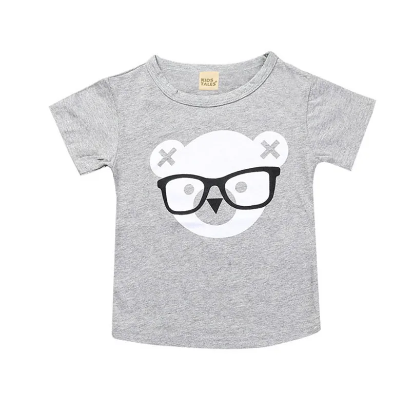 Летняя футболка для мальчиков и девочек возрастом от 1 года до 6 лет повседневная хлопковая футболка с короткими рукавами и рисунком милого медведя для малышей, топы