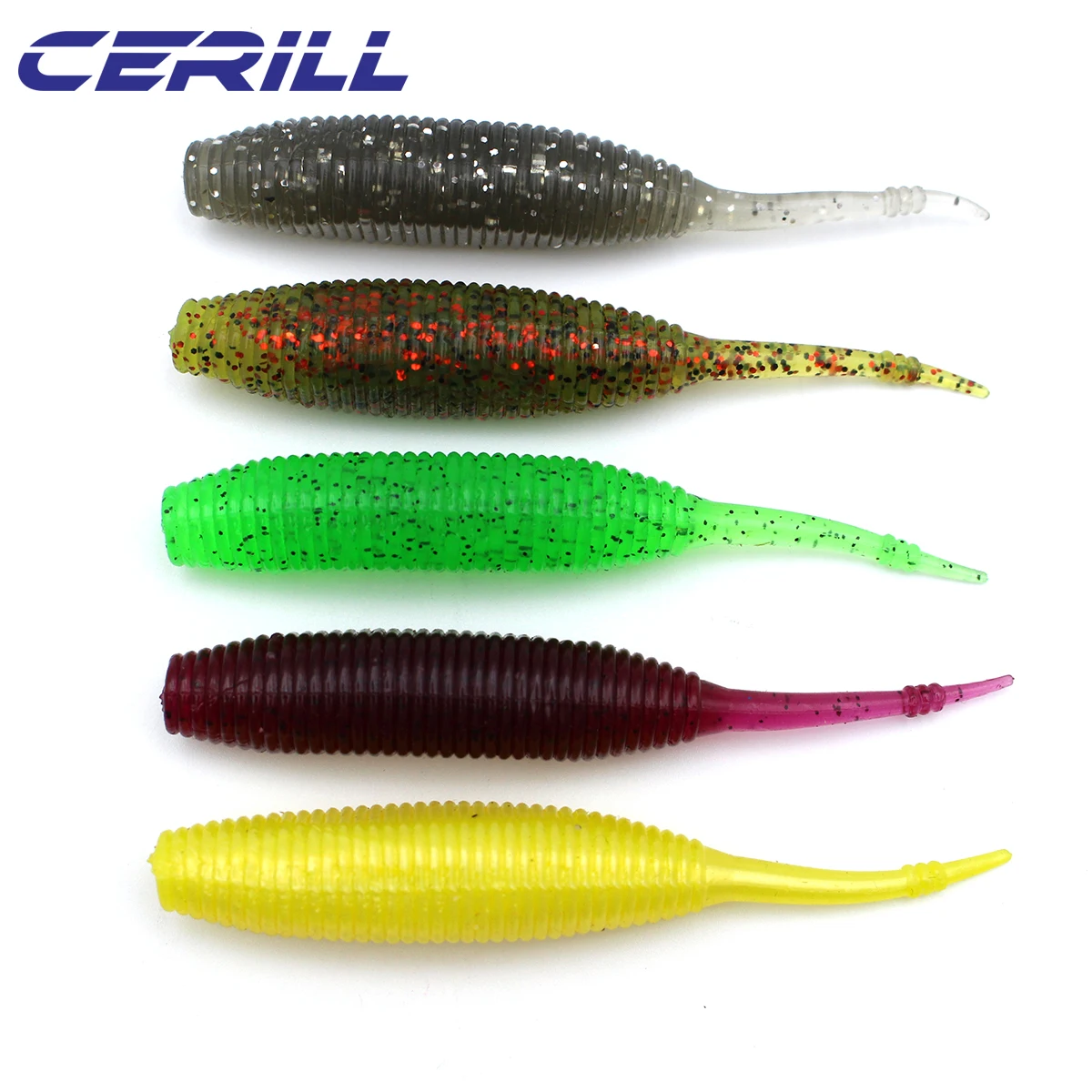 Cerill 5 PCS Floating Soft Fishing Lures 9 cm 5 g Silicone Needle Tail Worm  Bait Wobblers Shrimp Artificial Pike Bass Tackle