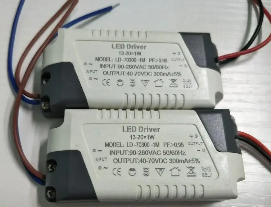 13-20*1W led driver AC 90-260V lighting transformer external electronic light driver power supply+free shipping