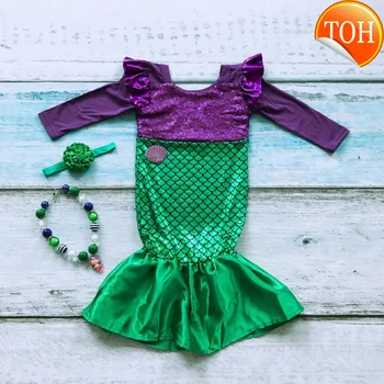 

the princess ariel dress cosplay costume kids for girl fancy green dress