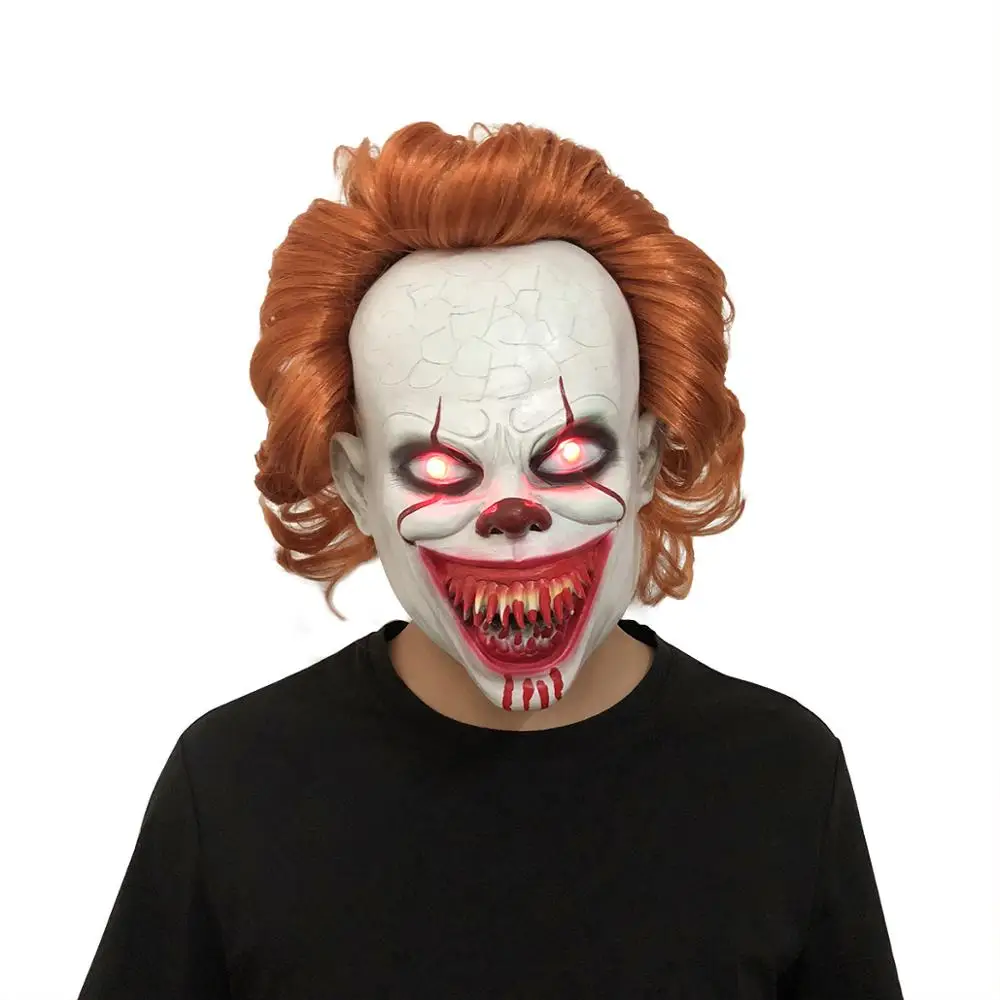 Светодиодный Stephen King's It Mask Pennywise Horror одежда для клоуна маска блеск глаз клоун латексная маска для хеллоуина аксессуары для косплея - Цвет: 19