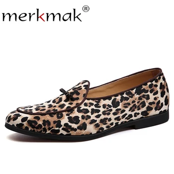 

Merkmak 2020 Summer Leopard Print Loafers Men Shoes Shallow Male Casual Dress Shoes For Man Soft Footwear Flats Large Size 37-48