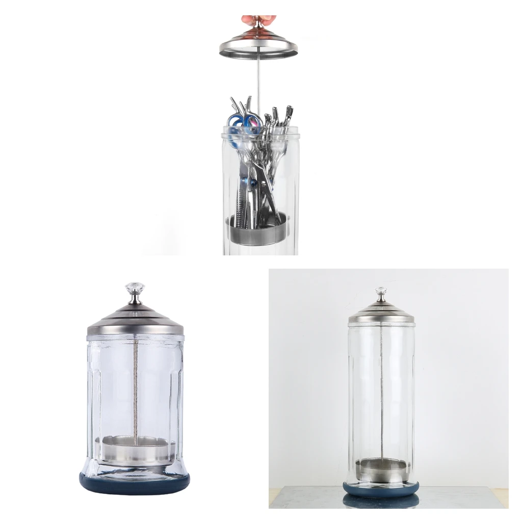 2pcs Disinfecting Disinfection Jar Sanitizer Glass Jar for Barber Manicure